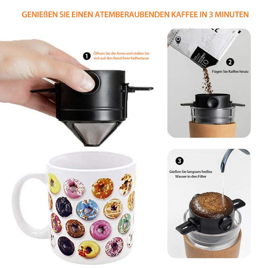 Filtru de Cafea Reutilizabil Compact cu Microfiltru pentru Cafetieră 4