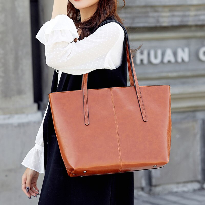 Geanta Tote Din Piele Vintage Cu Ulei