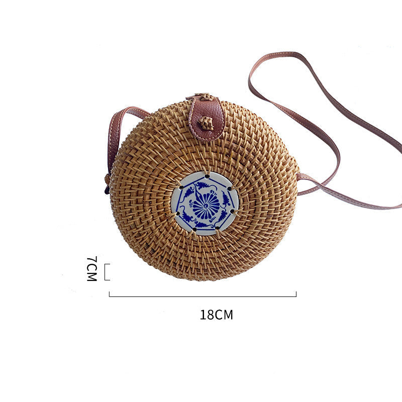 Geantă Dama Umăr Rotundă Cu Detaliu Ceramic 0