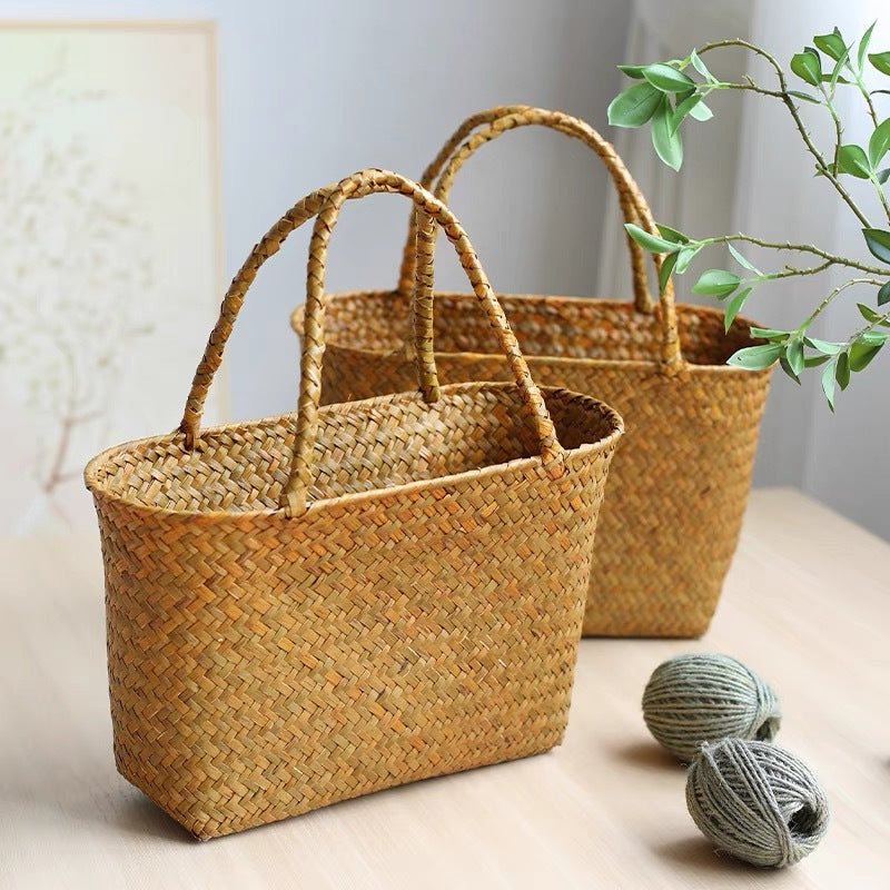 Geantă de damă din țesut natural cu design versatil 1