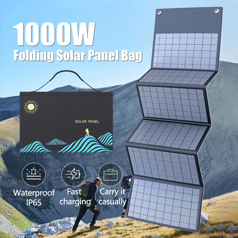 Geantă pliabilă cu panou solar portabil pentru încărcare USB și DC 0