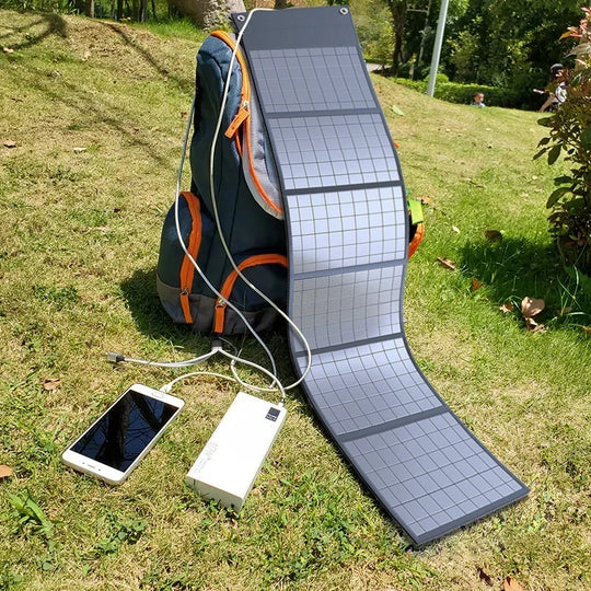 Geantă pliabilă cu panou solar portabil pentru încărcare USB și DC 1