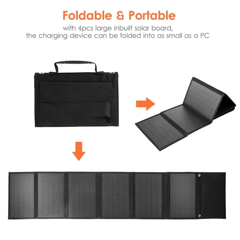 Geantă pliabilă cu panou solar portabil pentru încărcare USB și DC 3