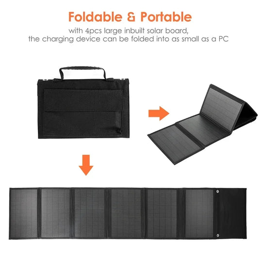 Geantă pliabilă cu panou solar portabil pentru încărcare USB și DC 3