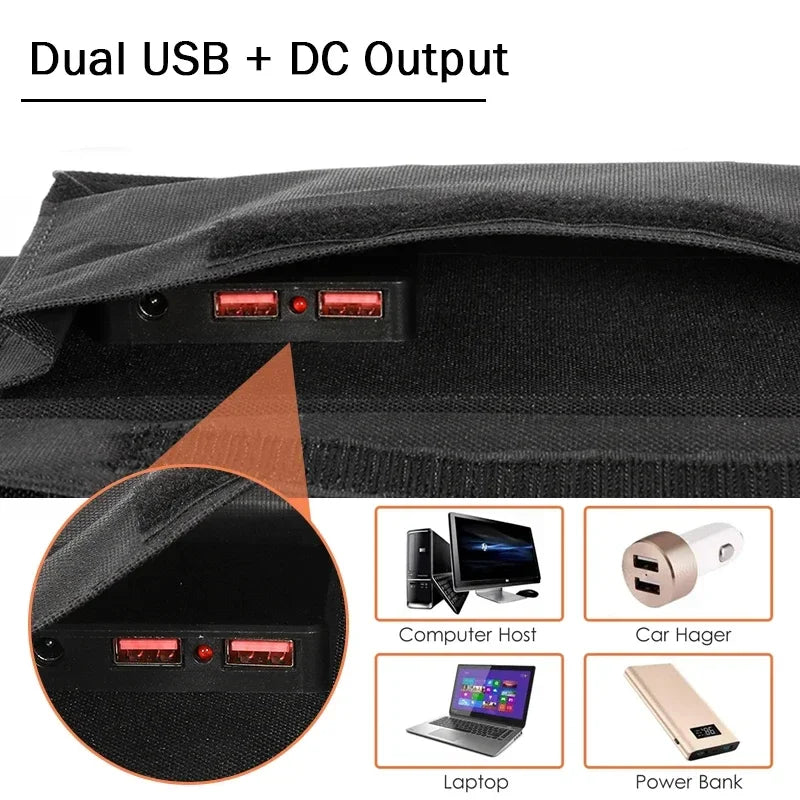 Geantă pliabilă cu panou solar portabil pentru încărcare USB și DC 4