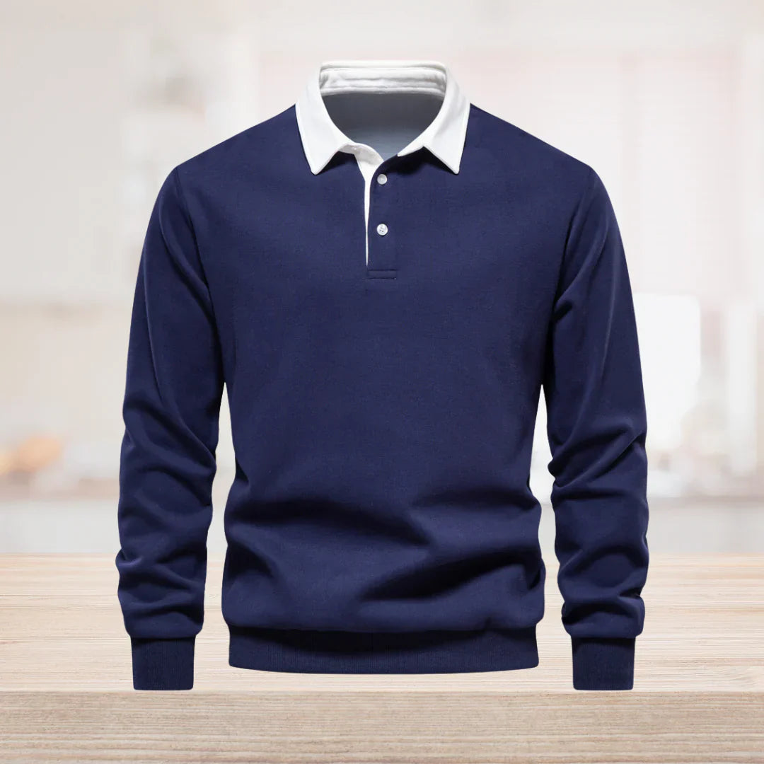 Herre Polo Shirt Langærmet Klassisk Krave 100% Bomuld-1