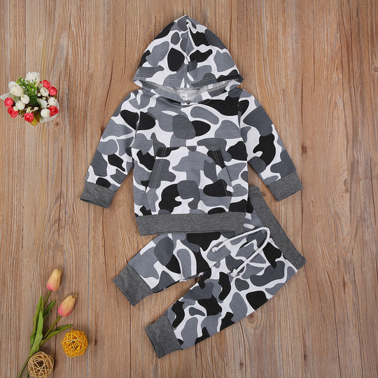Gri Hanorac Și Set Pantaloni Camuflaj