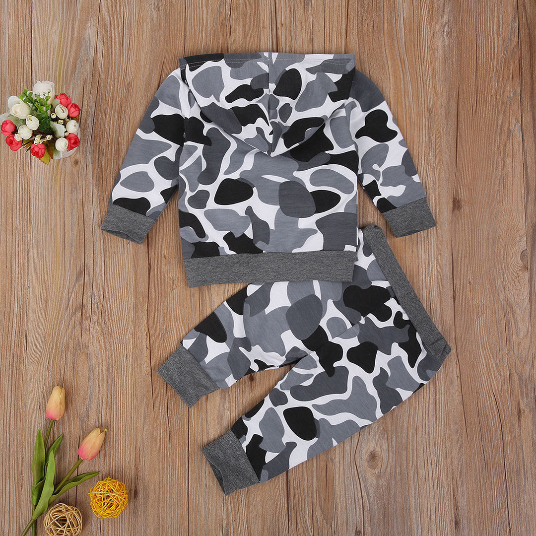 Gri Hanorac Și Set Pantaloni Camuflaj