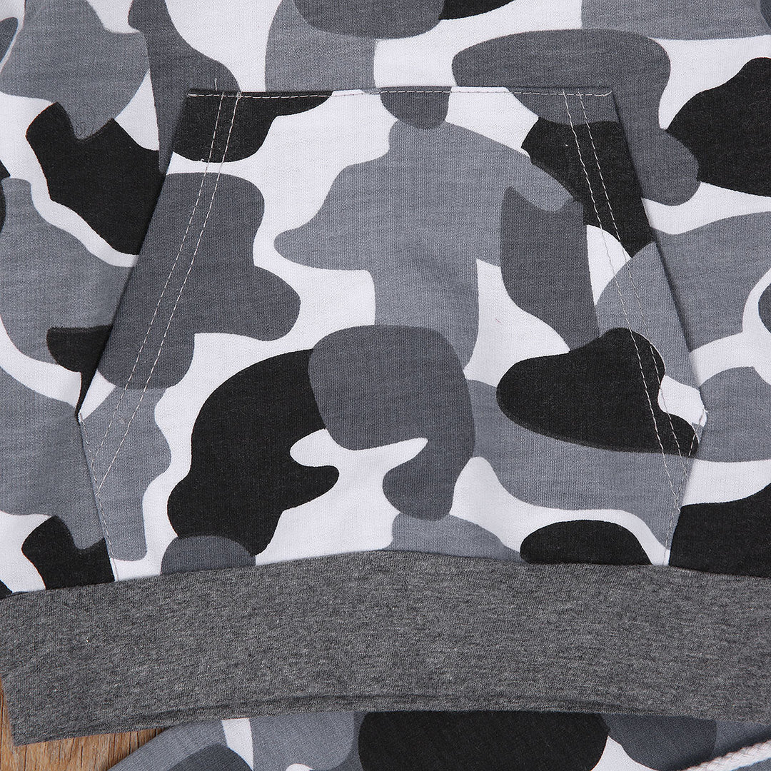 Gri Hanorac Și Set Pantaloni Camuflaj