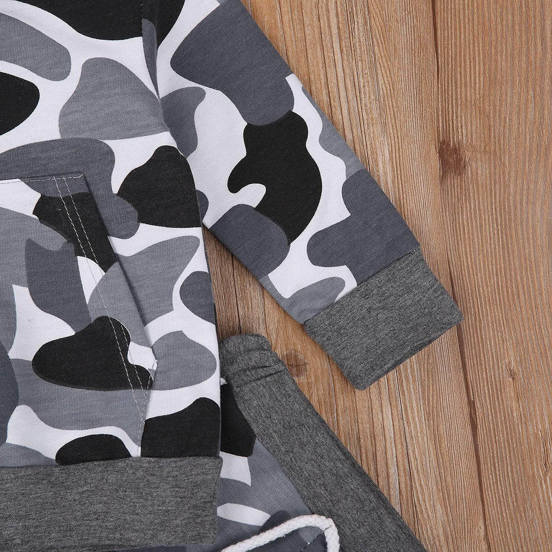Gri Hanorac Și Set Pantaloni Camuflaj