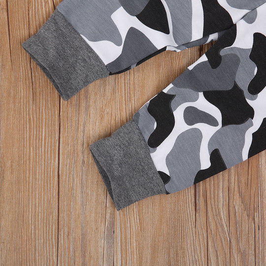 Gri Hanorac Și Set Pantaloni Camuflaj