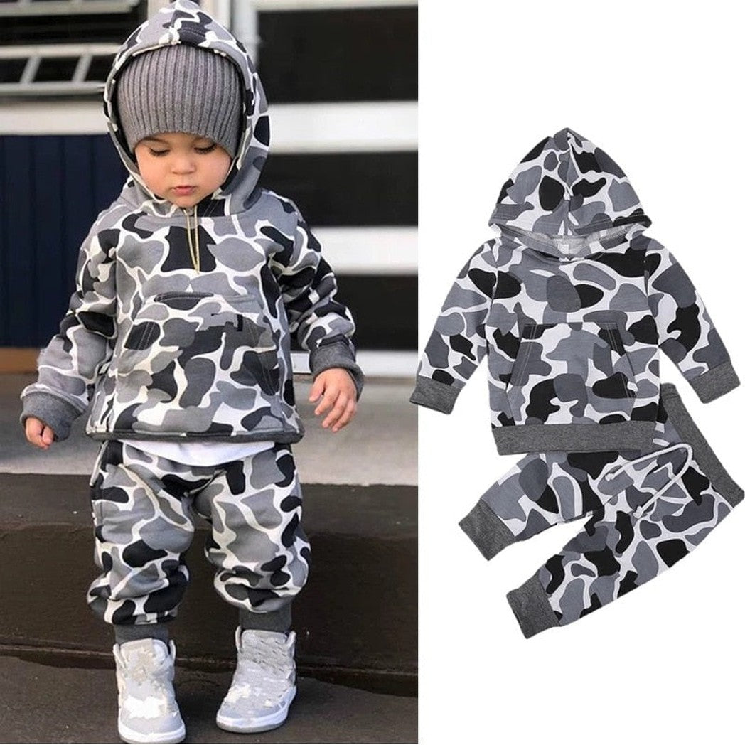 Gri Hanorac Și Set Pantaloni Camuflaj