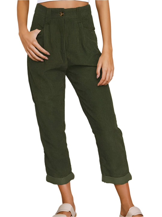 Heren Broek Casual Corduroy Katoen met Diepe Voorzakken 0