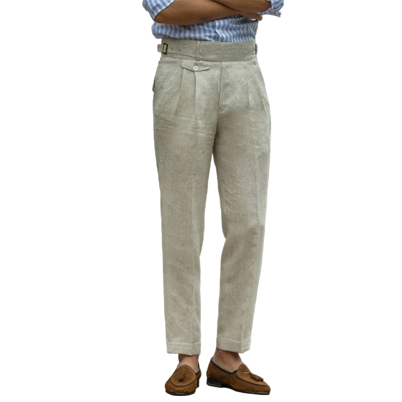 Heren Broeken Slim Fit Hoge Taille Linnen Mix 0