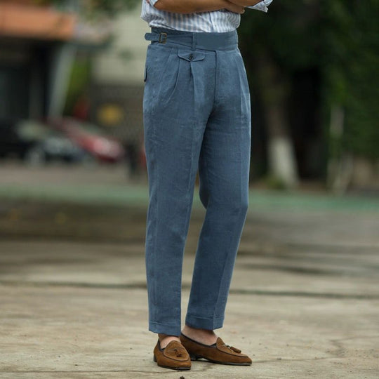 Heren Broeken Slim Fit Hoge Taille Linnen Mix 2