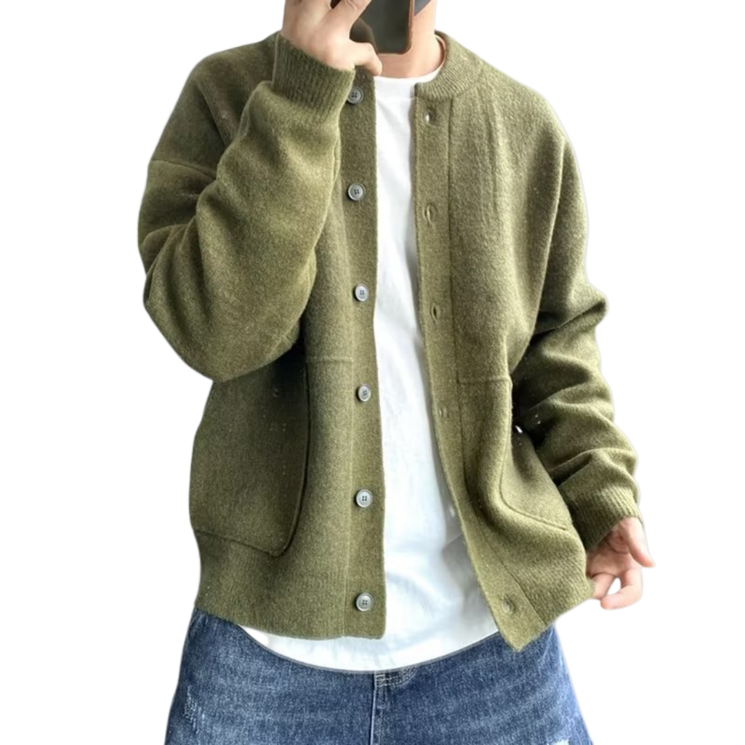 Heren Cardigan Gebreid Wol Met Knoopsluiting Casualstijl 0