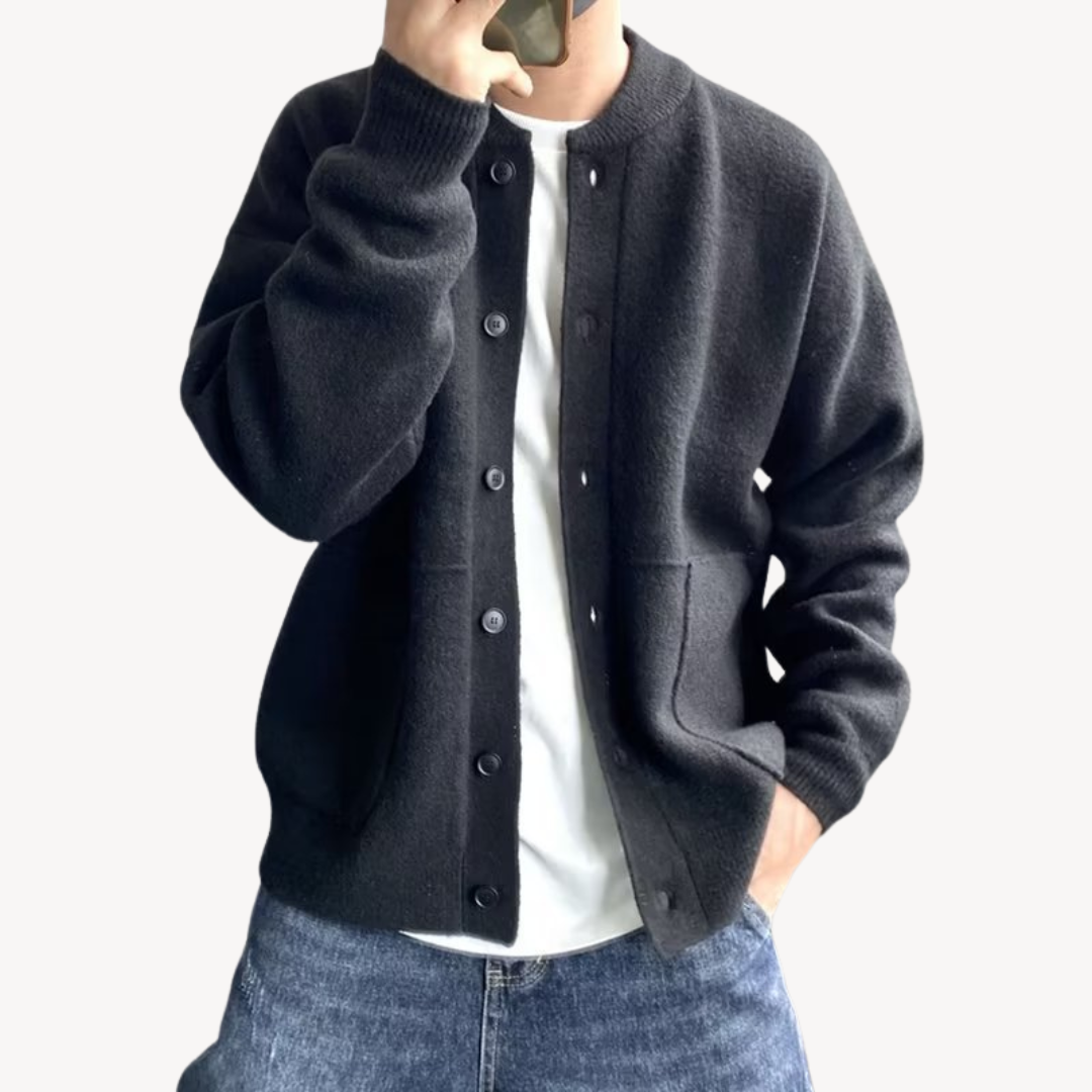 Heren Cardigan Gebreid Wol Met Knoopsluiting Casualstijl 2