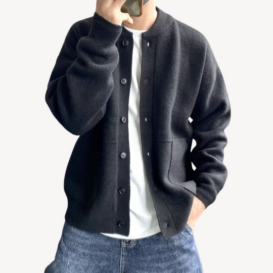 Heren Cardigan Gebreid Wol Met Knoopsluiting Casualstijl 2