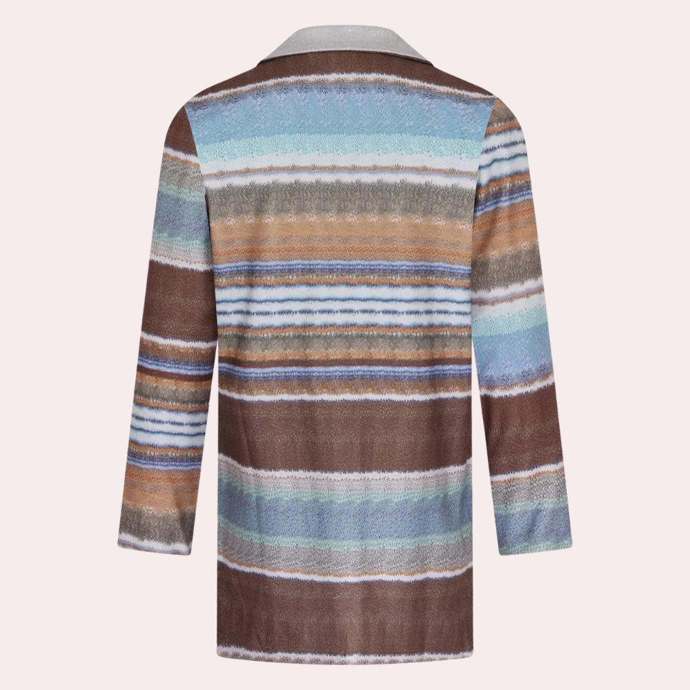 Heren Cardigan Lange Stijl met Kleurrijke Strepen en Sjaalkraag 2