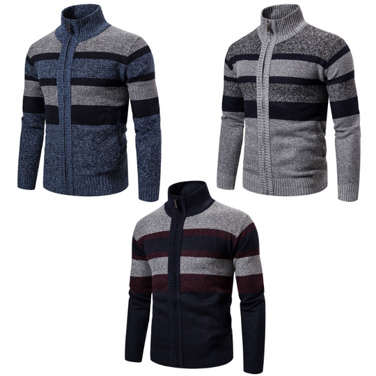 Heren Cardigan Slim Fit Gebreid met Streepdesign 8