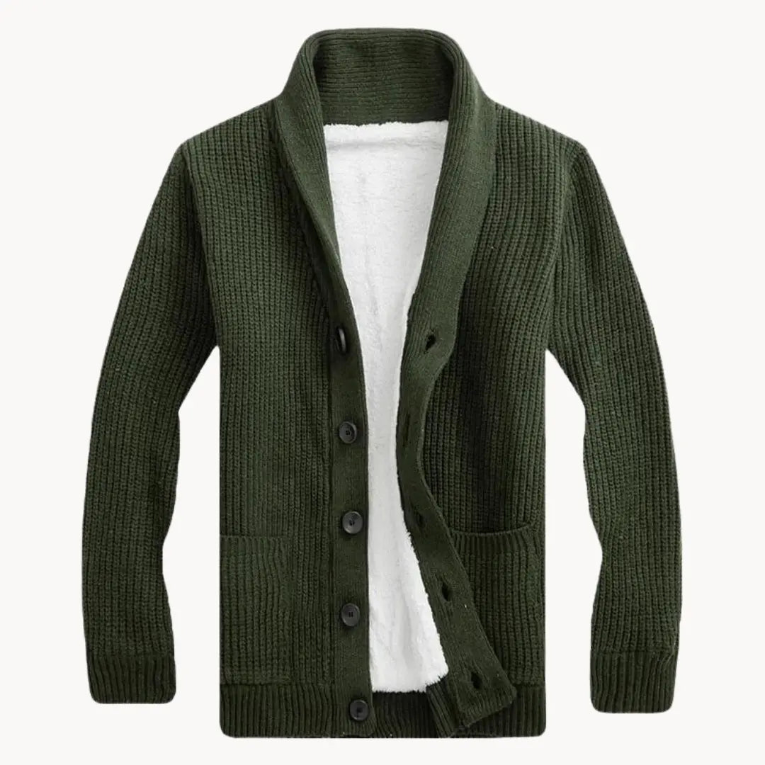 Heren Cardigan met Sjalkraag en Ribbelstructuur voor Comfortabele Stijl 0
