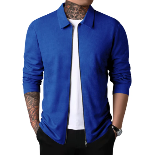 Heren Casual Cardigan met Kraag en Rits 6