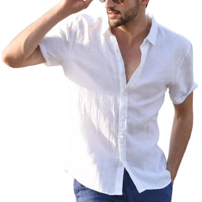 Heren Casual Shirt Korte Mouwen Met Button-Down Kraag 0