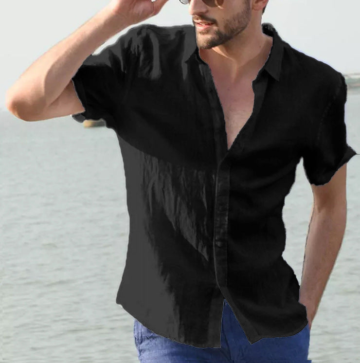 Heren Casual Shirt Korte Mouwen Met Button-Down Kraag 9