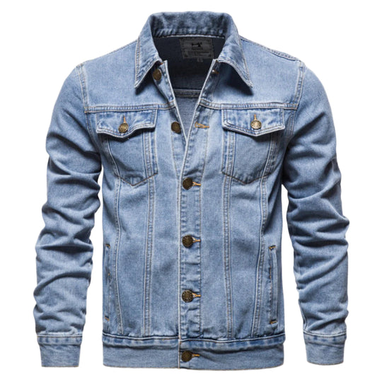 Heren Denim Jas Gewassen Met Dubbele Borstzakken 0