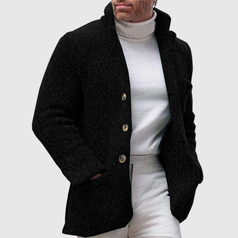 Heren Gebreide Cardigan met Chunky Textuur en Staande Kraag 4