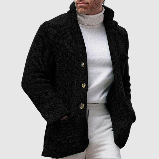 Heren Gebreide Cardigan met Chunky Textuur en Staande Kraag 4