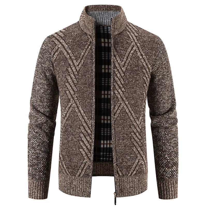 Heren Gebreide Cardigan met Patchwork Ontwerp 7