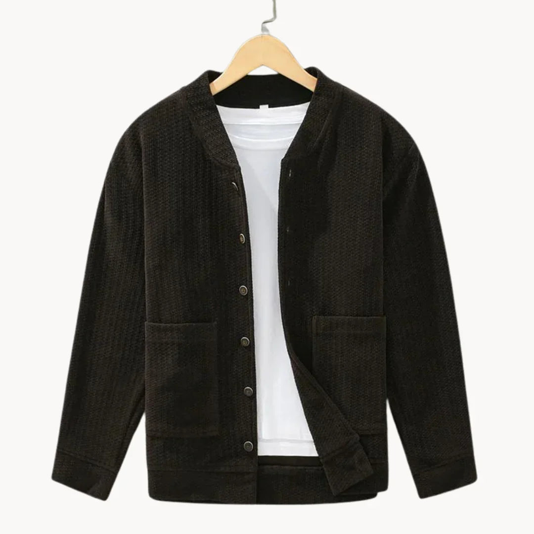 Heren Gebreide Cardigan met Textuur 0
