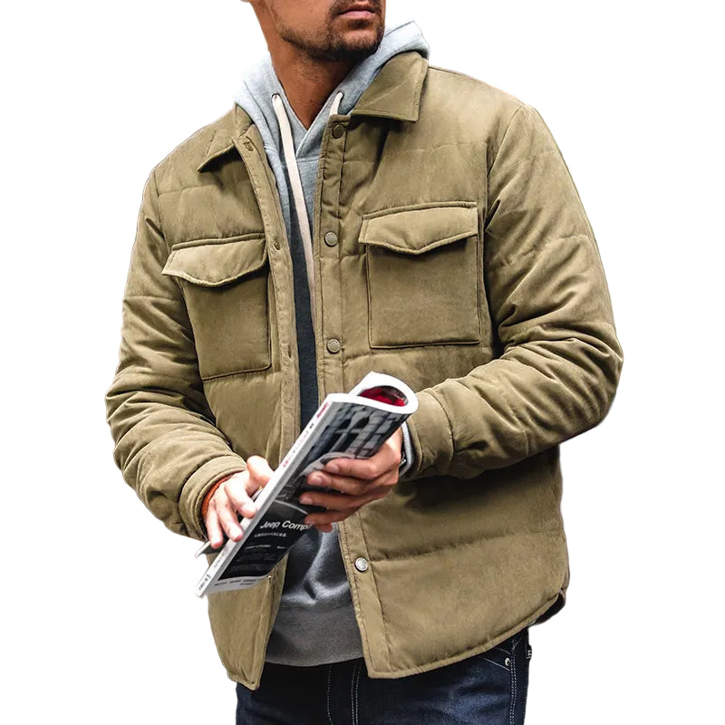 Heren Gequilt Jacket Regular Fit Met Knopen 0