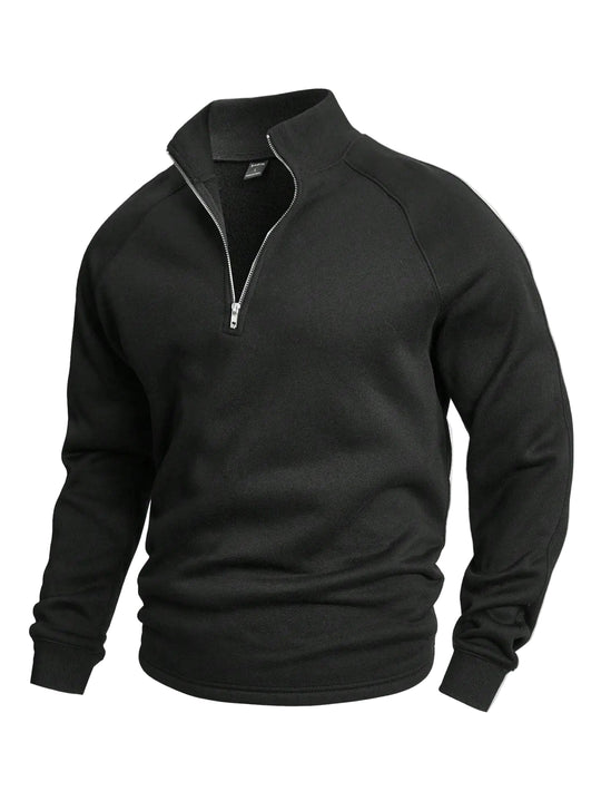 Heren Halv-Zip Trui Comfortabel Casual Katoenmix 0