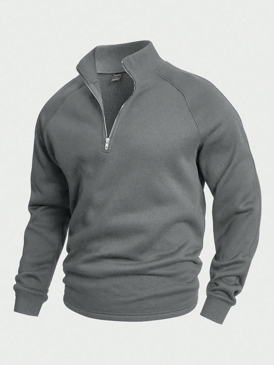 Heren Halv-Zip Trui Comfortabel Casual Katoenmix 7