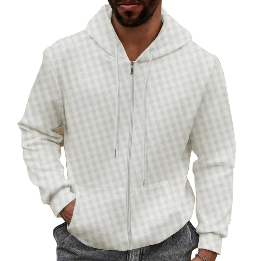 Heren Hooded Jacket Regular Fit Waffle Textuur 0