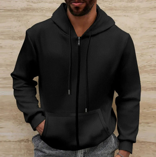 Heren Hooded Jacket Regular Fit Waffle Textuur 3