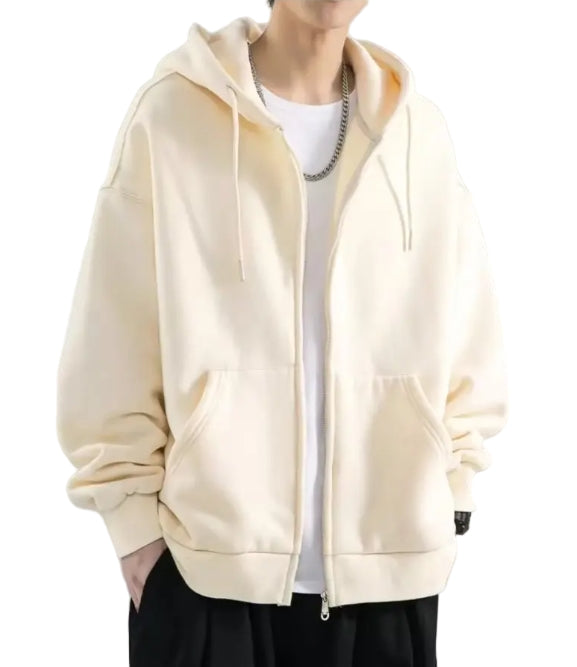 Heren Hoodie Sweatshirt Met Rits - Losse Pasvorm - Katoen 0