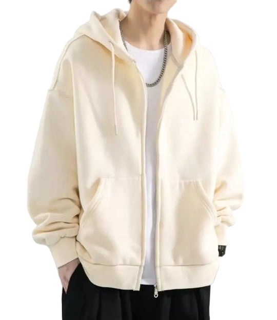 Heren Hoodie Sweatshirt Met Rits - Losse Pasvorm - Katoen 0