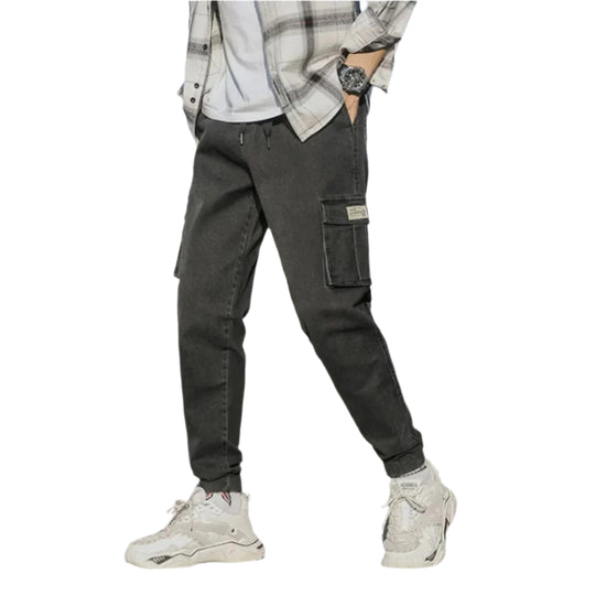 Heren Joggingbroek Casual Denim Met Elastische Tailleband 0