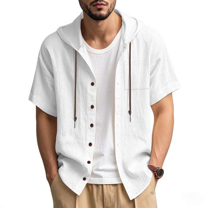 Heren Korte Mouwen Hoodie Overhemd Casual 0