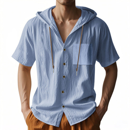 Heren Korte Mouwen Hoodie Overhemd Casual 1