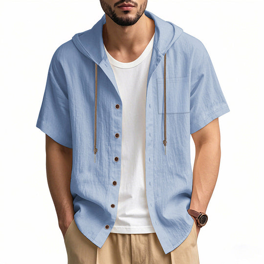 Heren Korte Mouwen Hoodie Overhemd Casual 8