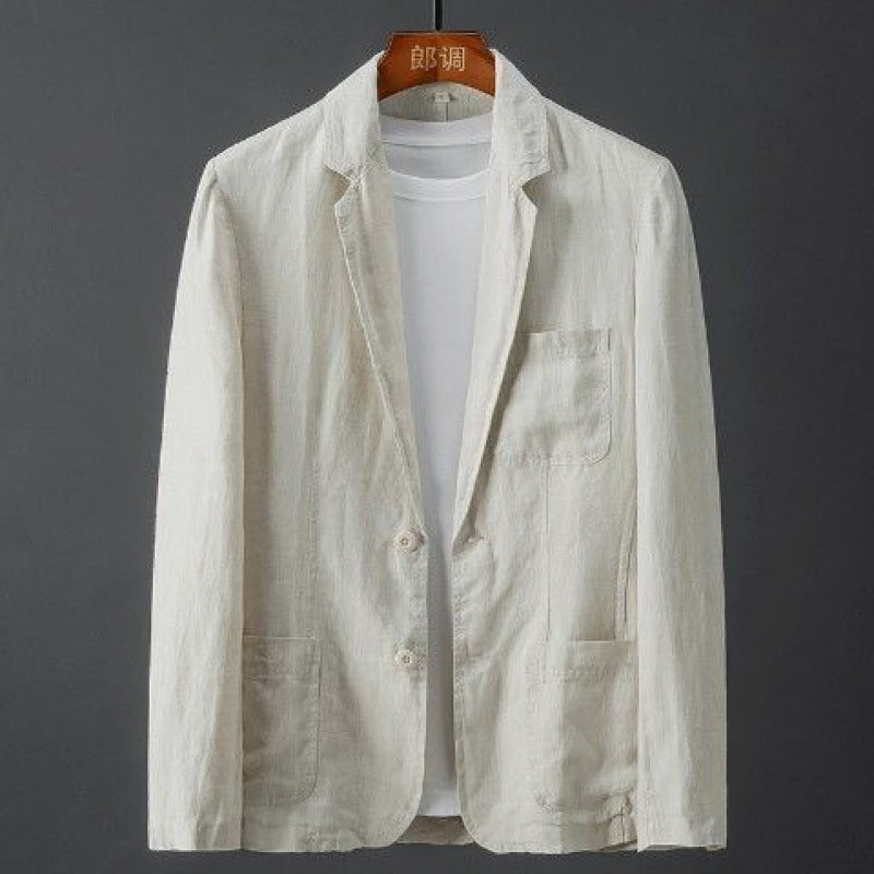 Heren Leinen Blazer Met Smalle Pasvorm 0