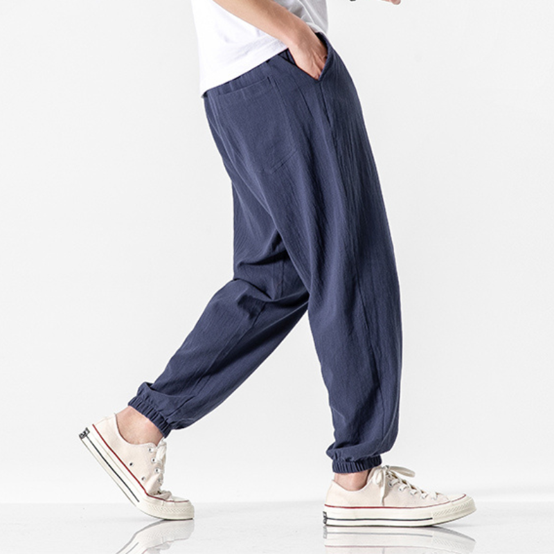 Heren Linnen Broek Comfortabele Snit Katoen 3