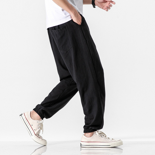 Heren Linnen Broek Comfortabele Snit Katoen 5