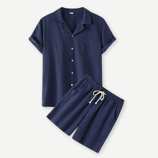Heren Linnen Set Casual Ademend 1