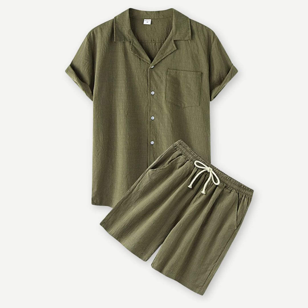 Heren Linnen Set Casual Ademend 3