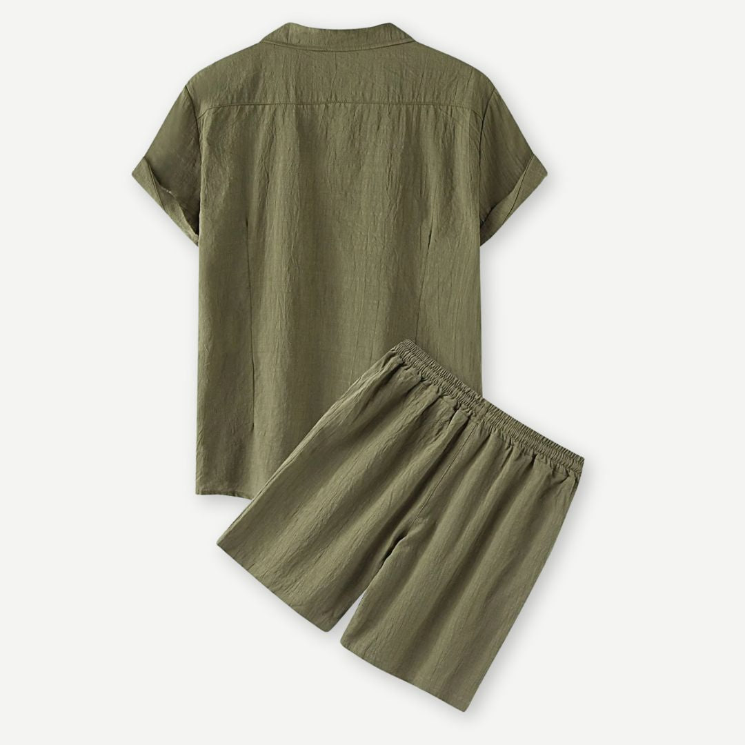 Heren Linnen Set Casual Ademend 4